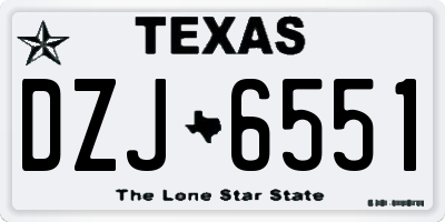 TX license plate DZJ6551