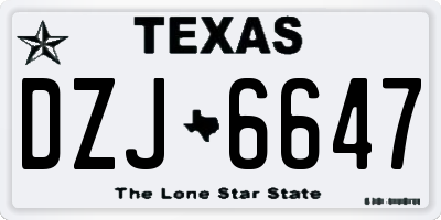 TX license plate DZJ6647