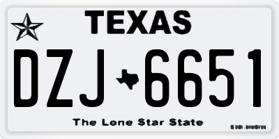 TX license plate DZJ6651