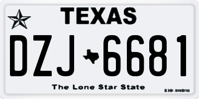 TX license plate DZJ6681