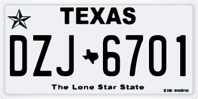 TX license plate DZJ6701