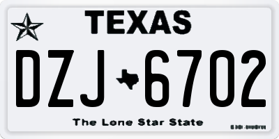TX license plate DZJ6702