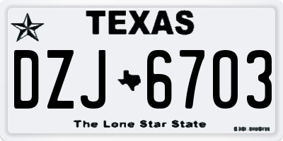 TX license plate DZJ6703