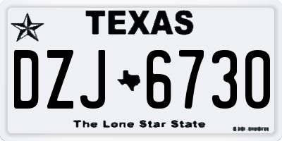 TX license plate DZJ6730
