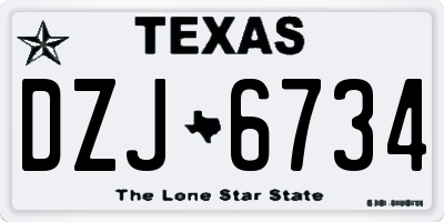 TX license plate DZJ6734