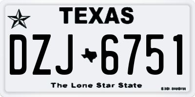 TX license plate DZJ6751