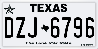 TX license plate DZJ6796