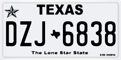TX license plate DZJ6838