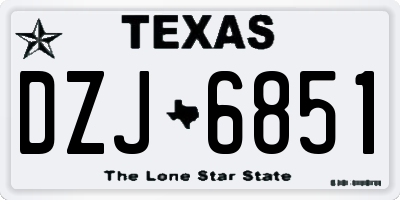 TX license plate DZJ6851