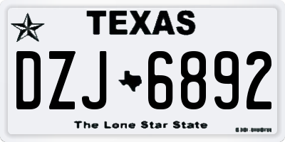 TX license plate DZJ6892