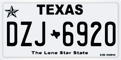 TX license plate DZJ6920
