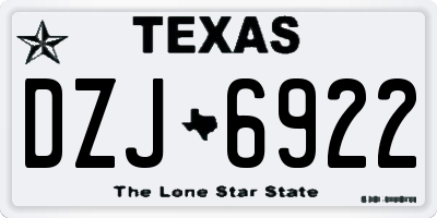 TX license plate DZJ6922