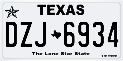 TX license plate DZJ6934