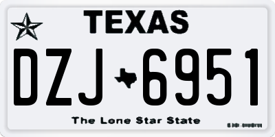 TX license plate DZJ6951