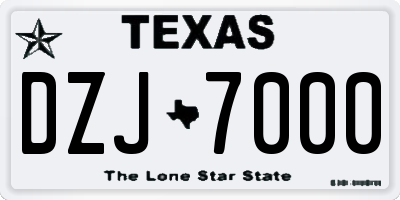 TX license plate DZJ7000