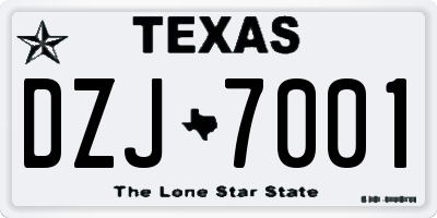 TX license plate DZJ7001