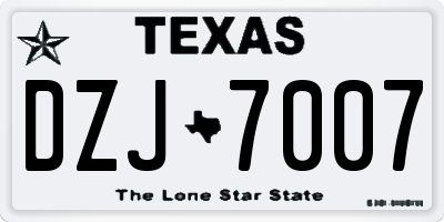 TX license plate DZJ7007