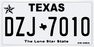 TX license plate DZJ7010