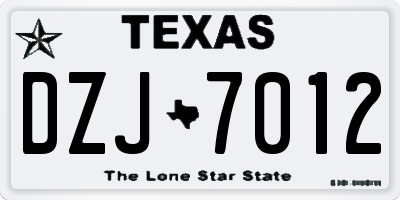 TX license plate DZJ7012