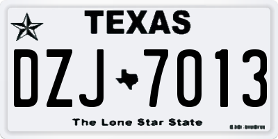 TX license plate DZJ7013