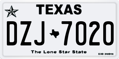 TX license plate DZJ7020