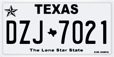TX license plate DZJ7021