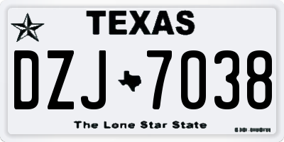 TX license plate DZJ7038