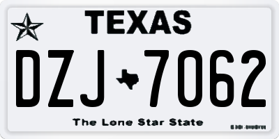 TX license plate DZJ7062