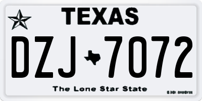TX license plate DZJ7072