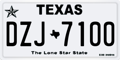 TX license plate DZJ7100
