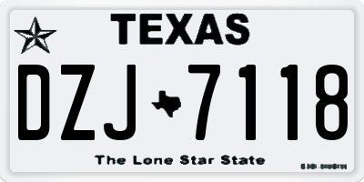 TX license plate DZJ7118