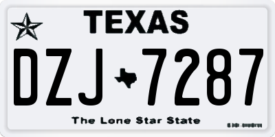 TX license plate DZJ7287