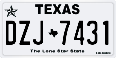 TX license plate DZJ7431