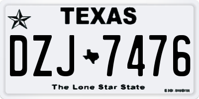 TX license plate DZJ7476
