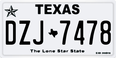 TX license plate DZJ7478