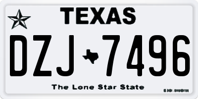 TX license plate DZJ7496