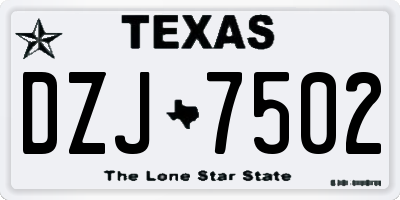 TX license plate DZJ7502
