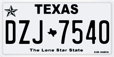 TX license plate DZJ7540