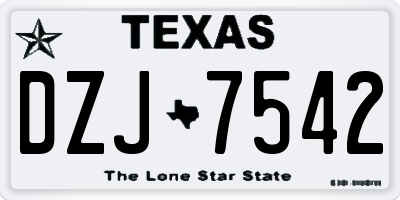 TX license plate DZJ7542
