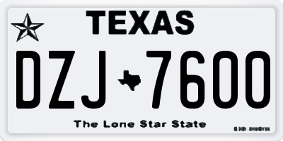 TX license plate DZJ7600