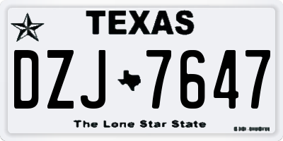 TX license plate DZJ7647