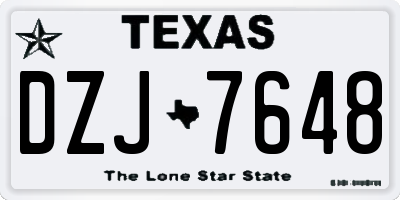 TX license plate DZJ7648