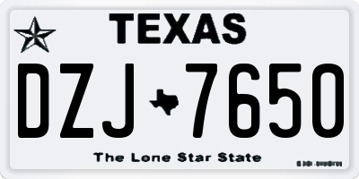 TX license plate DZJ7650