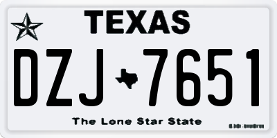 TX license plate DZJ7651