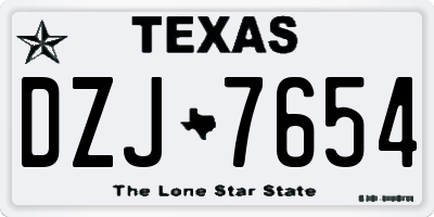 TX license plate DZJ7654