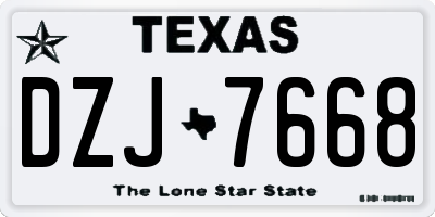 TX license plate DZJ7668
