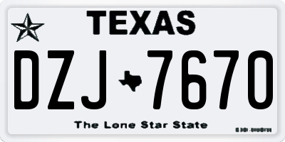 TX license plate DZJ7670