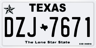 TX license plate DZJ7671