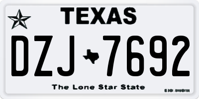 TX license plate DZJ7692