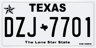 TX license plate DZJ7701